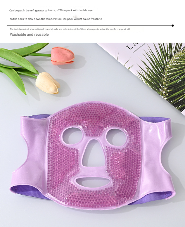 Purple Reusable Cooling Gel Bead Face Mask and Eye Mask Set - Soothing Therapy for Puffy Eyes, Headaches and Facial Relaxation 6