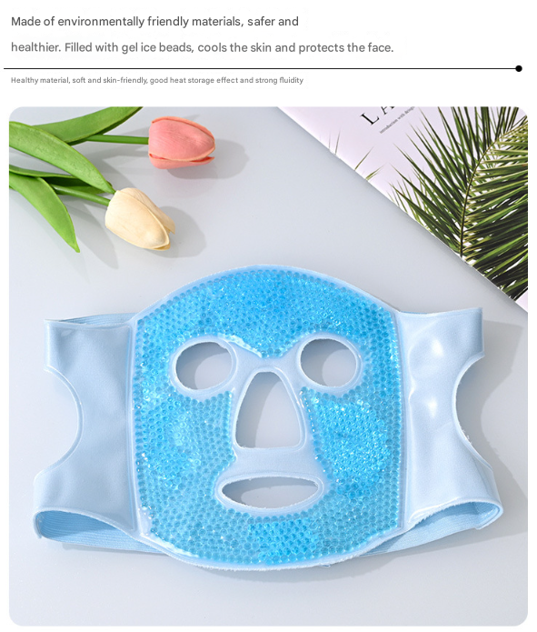 Blue Reusable Cooling Gel Bead Face Mask and Eye Mask Set - Soothing Therapy for Puffy Eyes, Headaches and Facial Relaxation 5