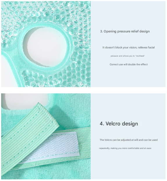 Green Reusable Cooling Gel Bead Face Mask and Eye Mask Set - Soothing Therapy for Puffy Eyes, Headaches and Facial Relaxation 8