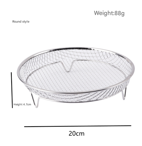 Silver 3-Pack Stackable Air fryer Racks - Food Grade Stainless Steel Multi-Layer Dehydrator & Crisper Tray Accessory