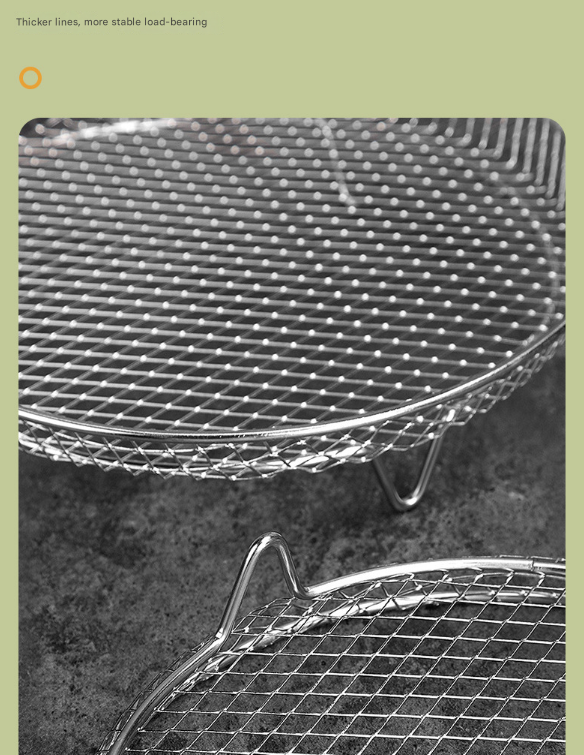 Silver 3-Pack Stackable Air fryer Racks - Food Grade Stainless Steel Multi-Layer Dehydrator & Crisper Tray Accessory 6