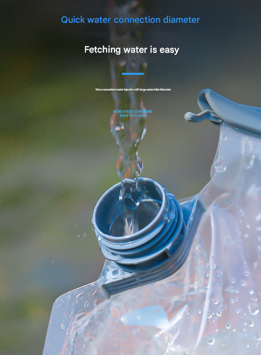 1 Piece Grey 8L Foldable Water Bag - Large Capacity Portable Water Carrier with Spigot for Camping & Outdoors 4