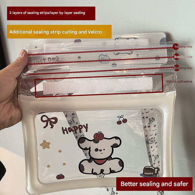 2 Pcs Cartoon Dog Pattern On White Background Cute Floating Waterproof Pouch - Touch-Sensitive Screen & Adjustable Strap 4