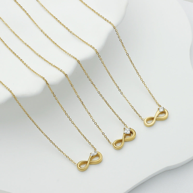 Style 8 Gold Infinity Necklace for Women - Dainty Titanium Steel Pendant with Sparkling Cubic Zirconia 3
