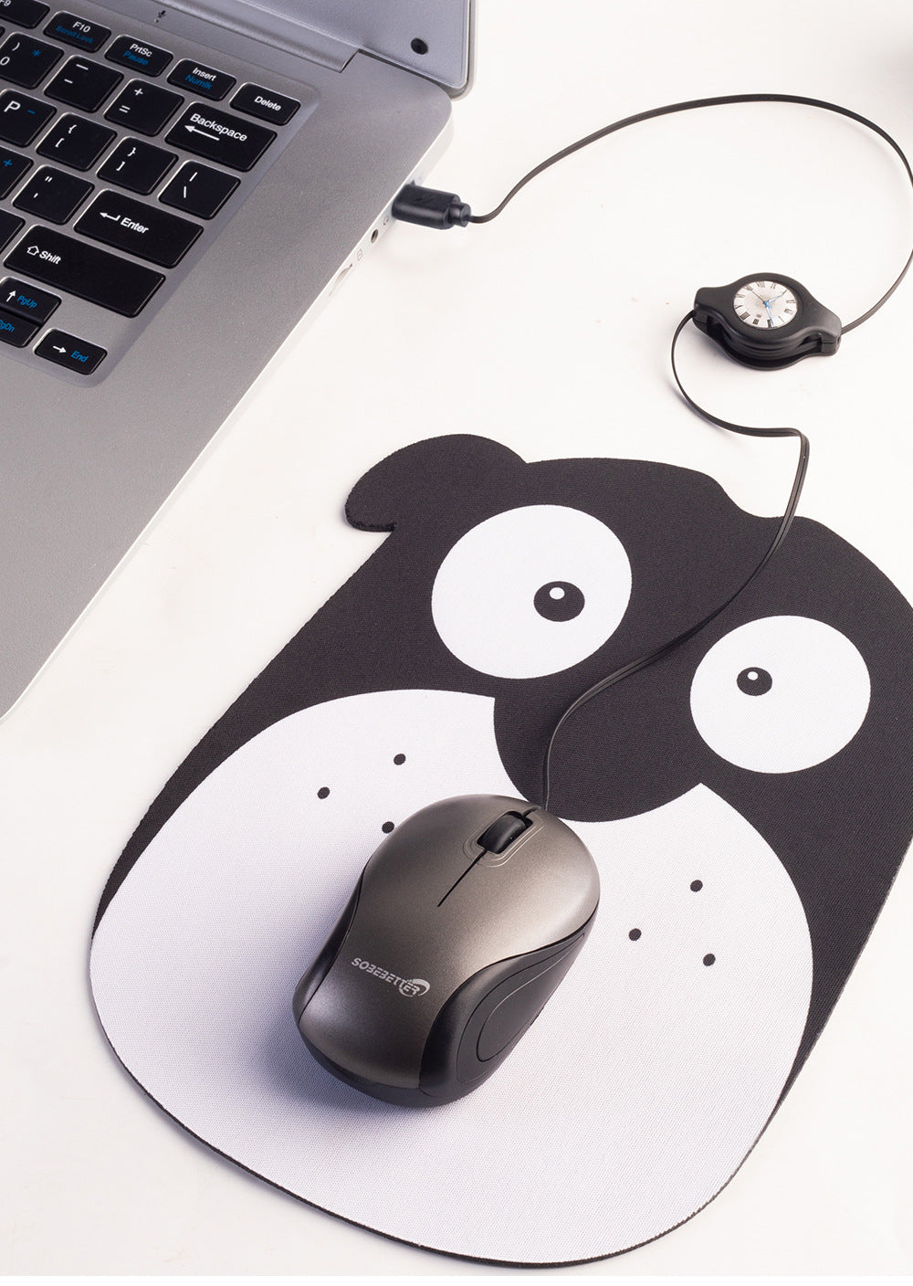Blue and Black Portable Mini USB-C Mouse with Retractable Cable - Silent Click Travel Mouse for Laptop, MacBook, Tablet 7
