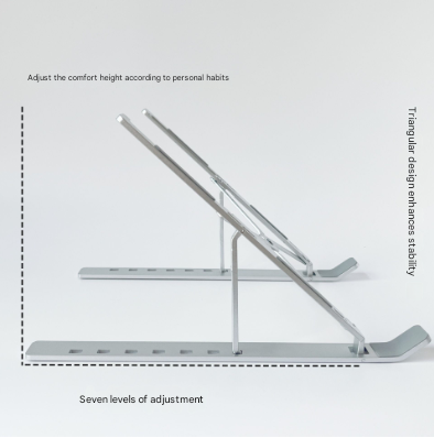 Silver Adjustable Aluminum Laptop Stand with Detachable Cooling Fan - Portable Ergonomic Riser for Desk 4