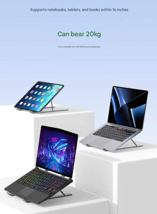 Silver Adjustable Aluminum Laptop Stand with Detachable Cooling Fan - Portable Ergonomic Riser for Desk 7