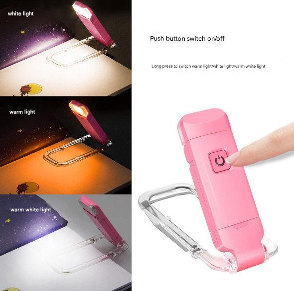 2 Pcs White USB Rechargeable Clip-on LED Book Light - 3 Color Modes & Dimmable Brightness for Eye-Caring Reading 5