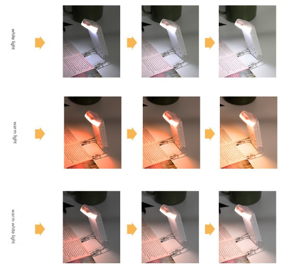 2 Pcs Black USB Rechargeable Clip-on LED Book Light - 3 Color Modes & Dimmable Brightness for Eye-Caring Reading 9