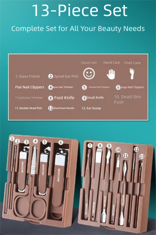 Pink Premium 13-in-1 Manicure & Grooming Kit - Professional Carbon Steel Pedicure Set with Dual-Drawer Case & Mirror 5