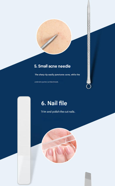 Dark Blue Mini Suitcase Manicure Set - 8-Piece Portable Grooming & Nail Care Travel Kit 7