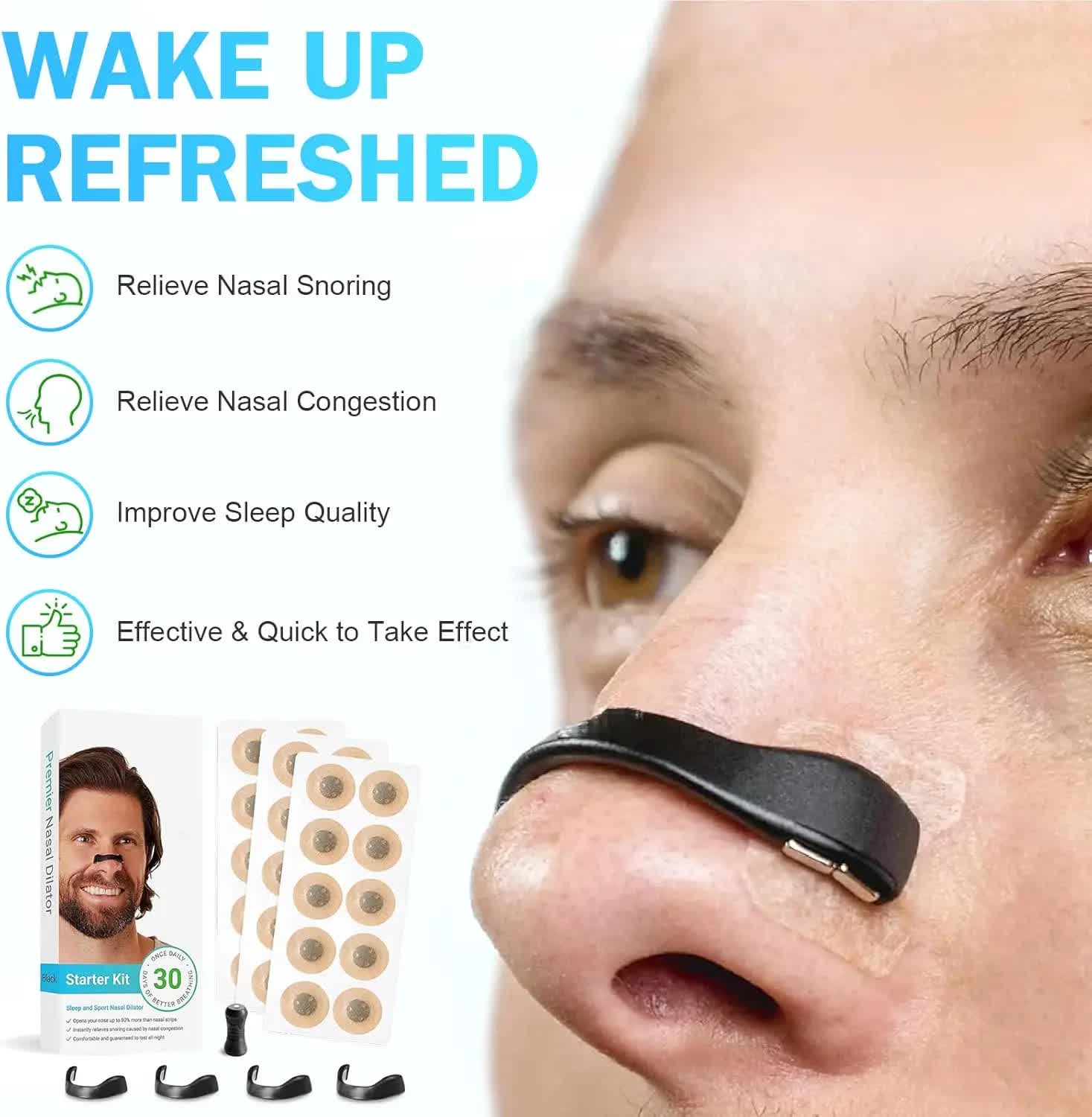 Black Round Anti-snoring Patch Set (30 Pairs of patches) Magnetic Nasal Dilator Kit for Snoring Relief - Reusable Multi-Size Sleep & Sport Breathing Aid 3