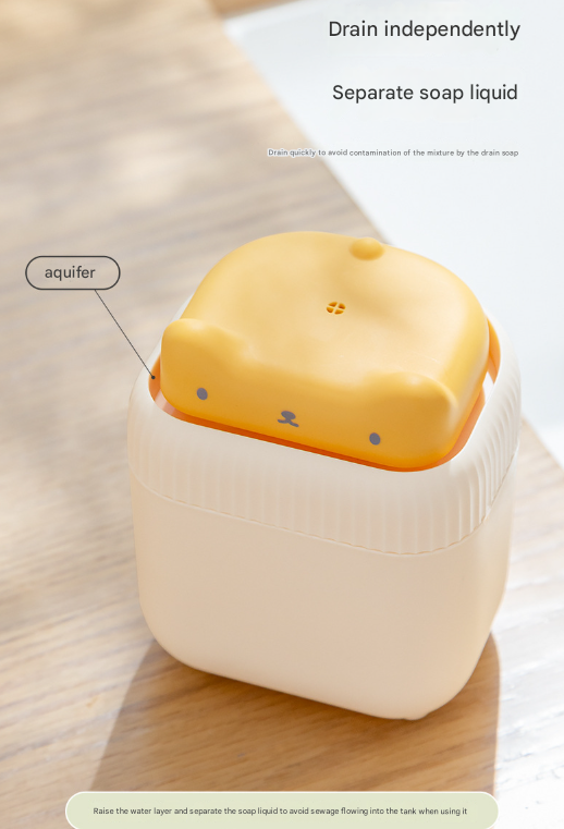 2 Pcs Yellow Cute Cat Press-to-Dispense Soap Pump & Sponge Caddy for Kitchen Sink 5