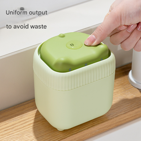 2 Pcs ( Green + Yellow ) Cute Cat Press-to-Dispense Soap Pump & Sponge Caddy for Kitchen Sink 4