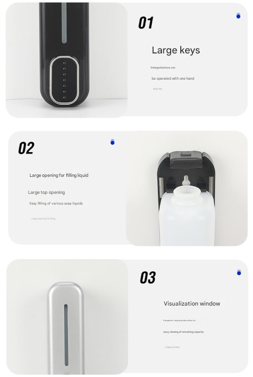 2 Pcs White Modern Wall-Mounted Press Soap Dispenser - 300ml Refillable Pump for Bathroom & Kitchen 6