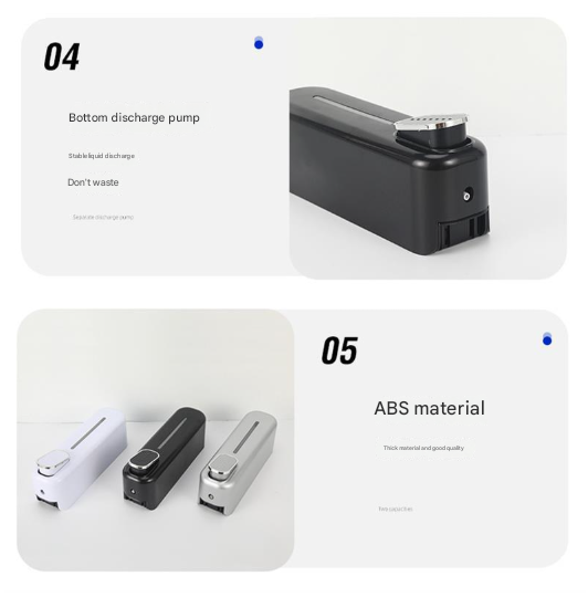 2 Pcs Black Modern Wall-Mounted Press Soap Dispenser - 300ml Refillable Pump for Bathroom & Kitchen 7