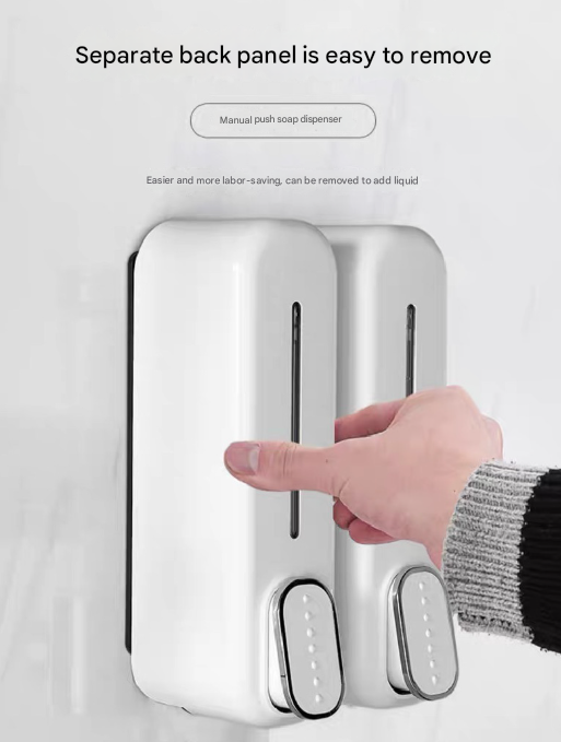 2 Pcs Silver Modern Wall-Mounted Press Soap Dispenser - 300ml Refillable Pump for Bathroom & Kitchen 5