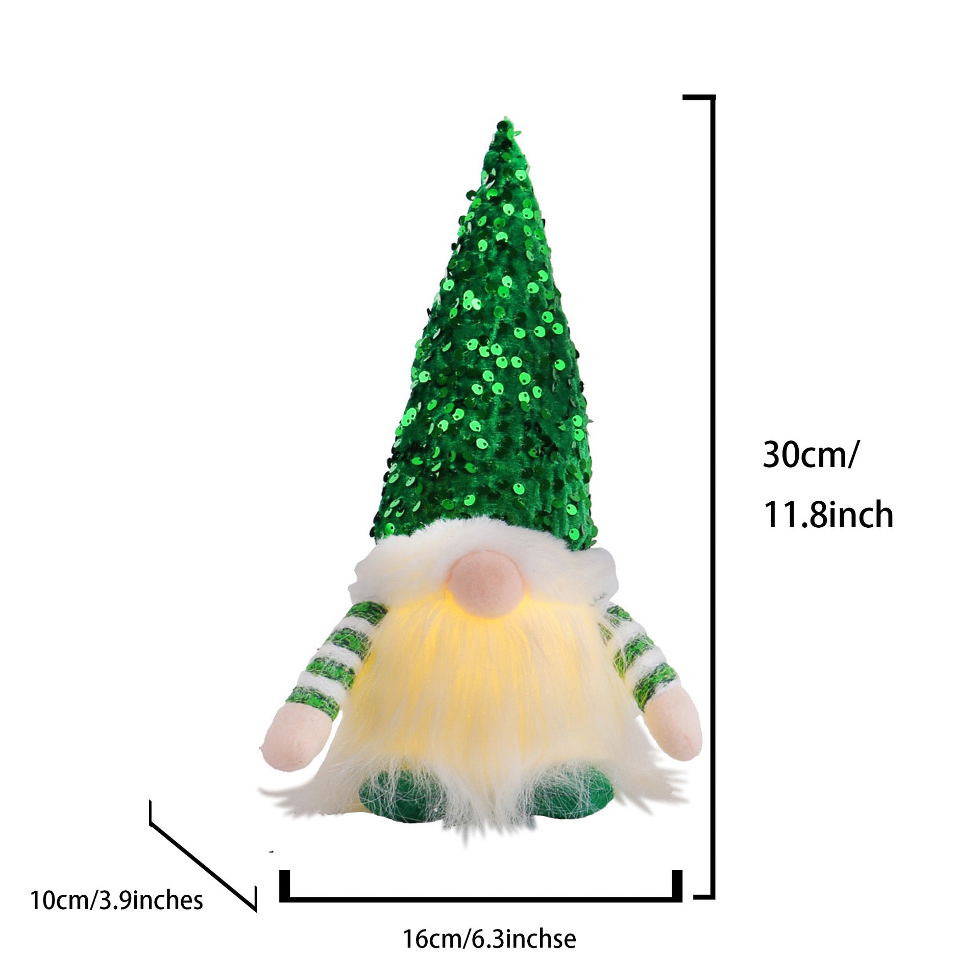 2 Pcs Green Charming Light-Up Christmas Gnome - Festive Nordic Plush Holiday Decoration