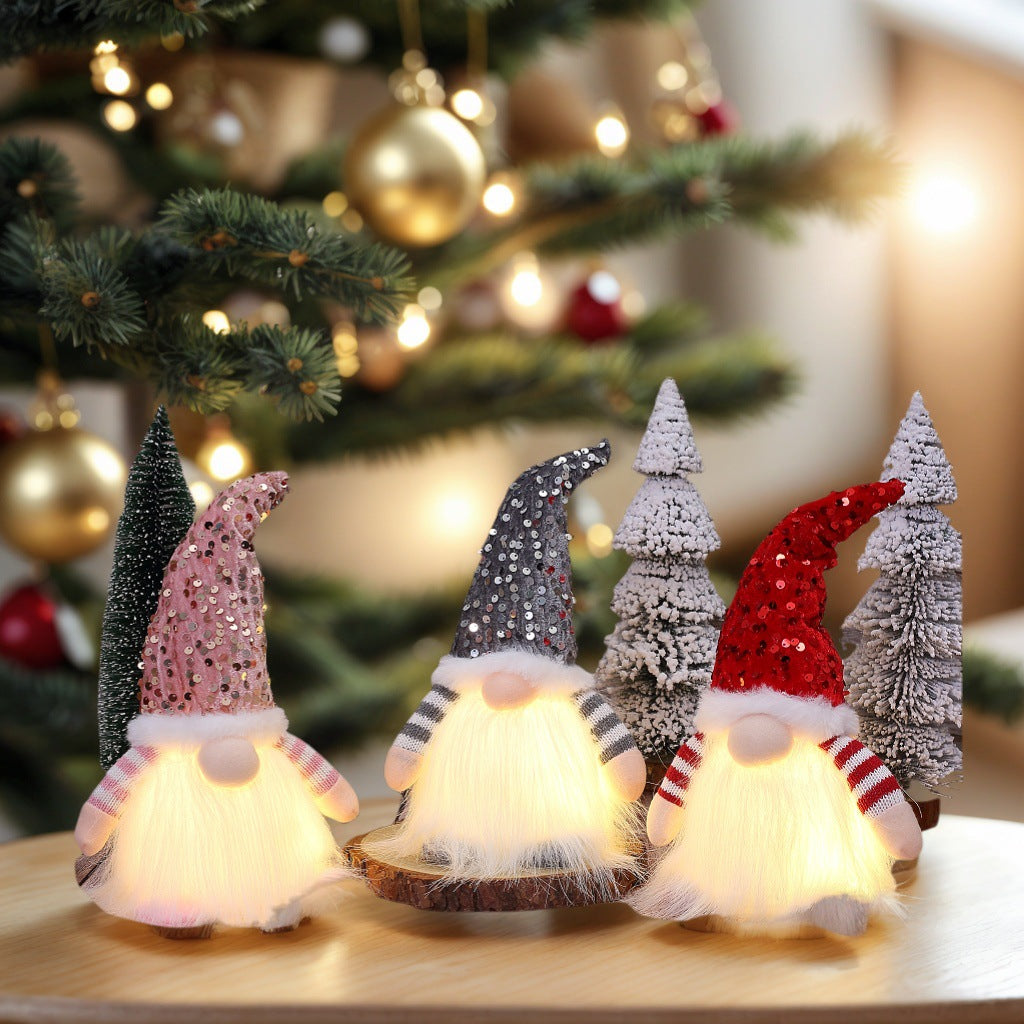 2 Pcs Grey Charming Light-Up Christmas Gnome - Festive Nordic Plush Holiday Decoration 3