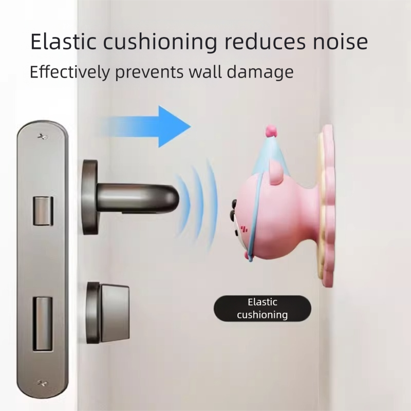 4 Pcs Pink Adorable Bear Wall Protector - Multi-Use Self-Adhesive Door Stopper Bumper 3