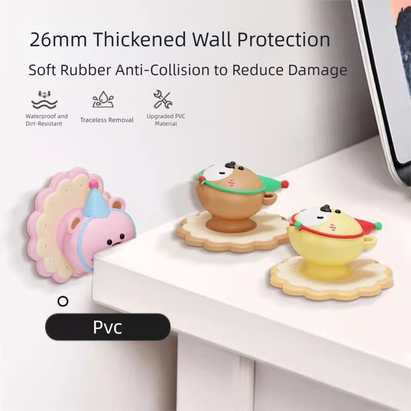 4 Pcs Yellow Adorable Bear Wall Protector - Multi-Use Self-Adhesive Door Stopper Bumper 5