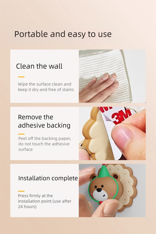 4 Pcs Yellow Adorable Bear Wall Protector - Multi-Use Self-Adhesive Door Stopper Bumper 7