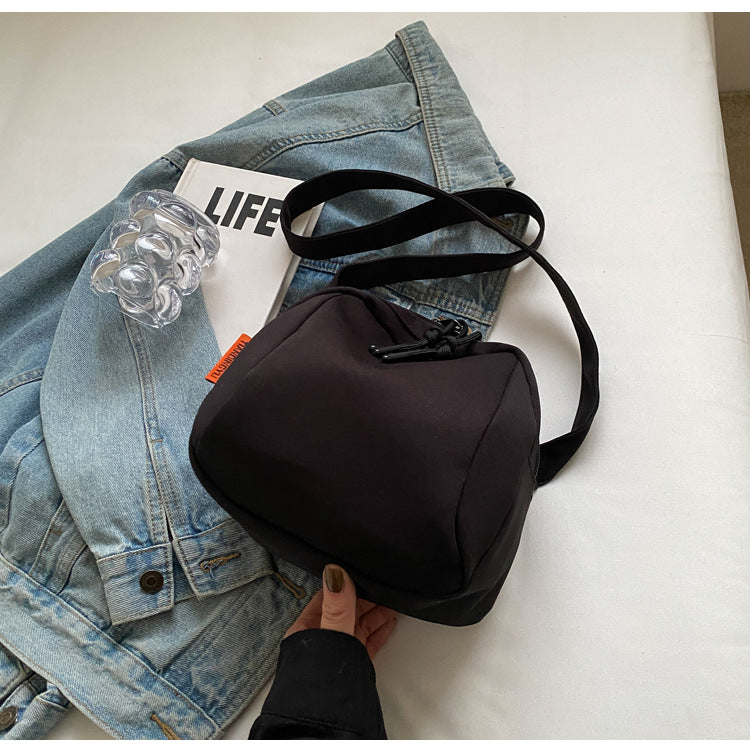 Black Lightweight Canvas Crossbody Bag - Minimalist Casual Shoulder Satchel with Adjustable Strap 5