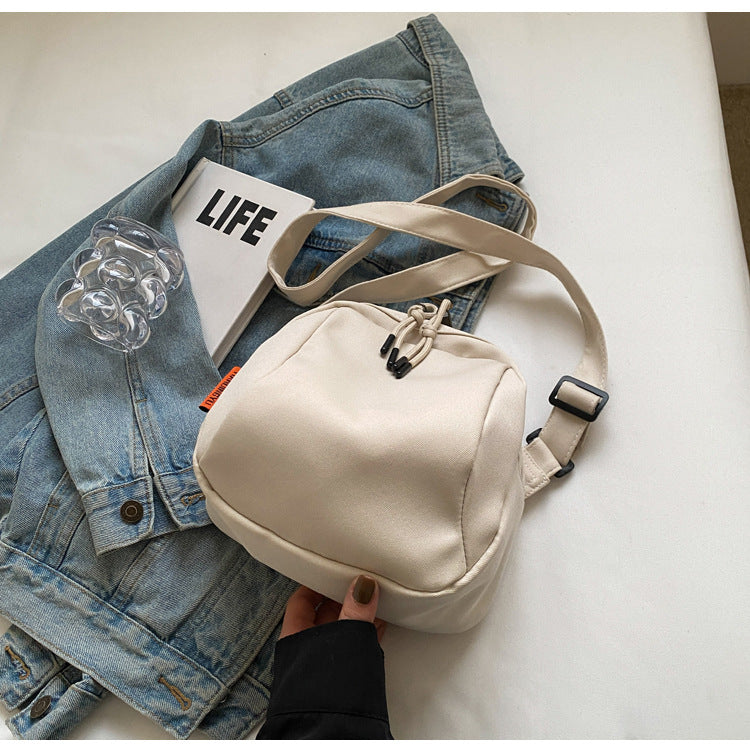 White Lightweight Canvas Crossbody Bag - Minimalist Casual Shoulder Satchel with Adjustable Strap 4