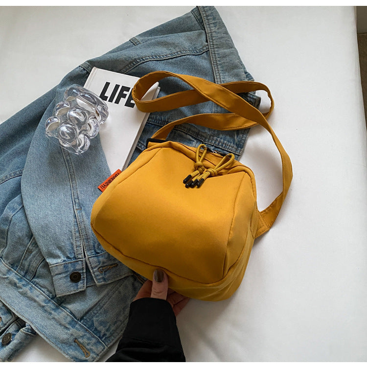 Yellow Lightweight Canvas Crossbody Bag - Minimalist Casual Shoulder Satchel with Adjustable Strap 4