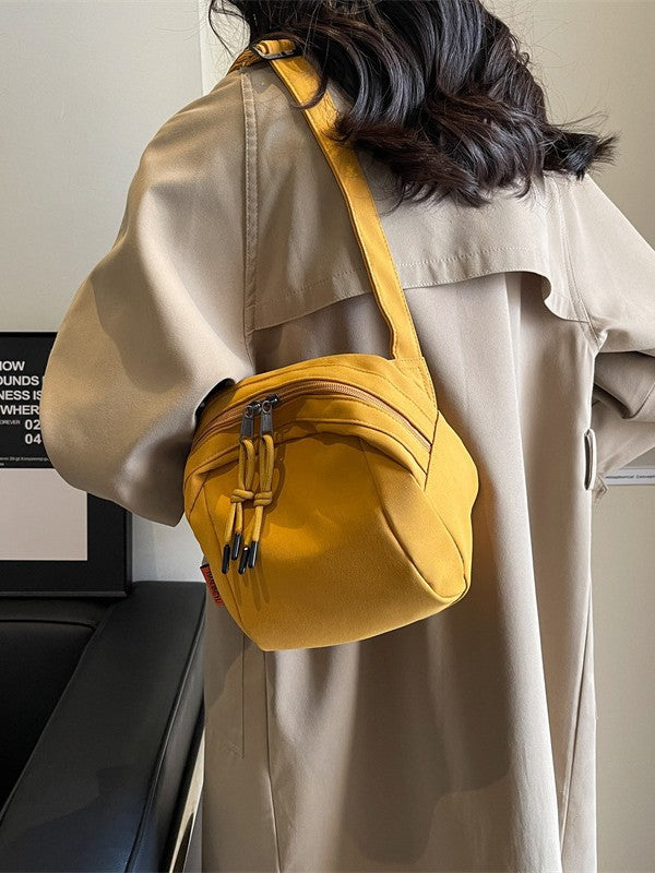 Yellow Lightweight Canvas Crossbody Bag - Minimalist Casual Shoulder Satchel with Adjustable Strap 6
