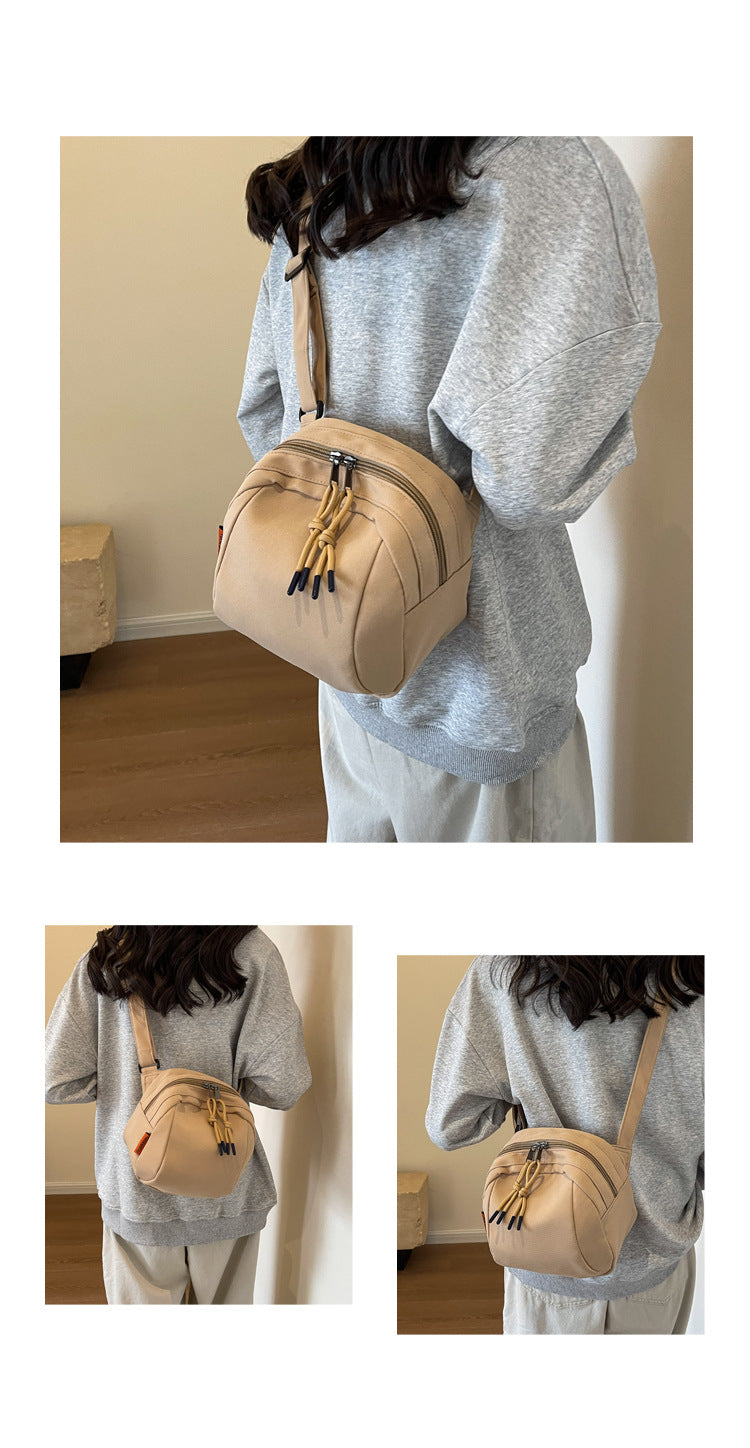 Khaki Lightweight Canvas Crossbody Bag - Minimalist Casual Shoulder Satchel with Adjustable Strap