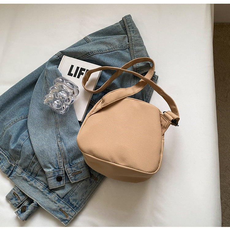 Khaki Lightweight Canvas Crossbody Bag - Minimalist Casual Shoulder Satchel with Adjustable Strap 5