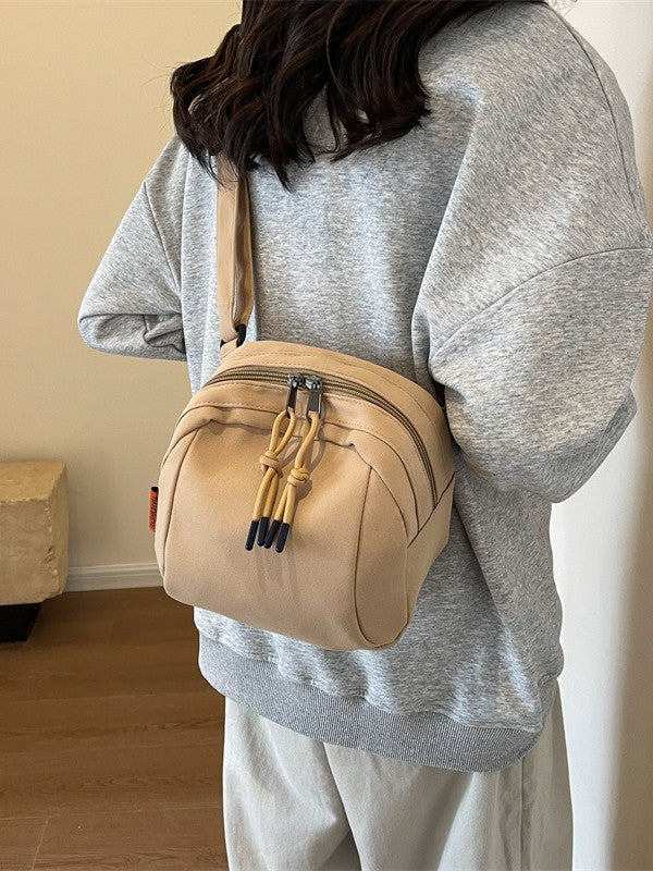 Khaki Lightweight Canvas Crossbody Bag - Minimalist Casual Shoulder Satchel with Adjustable Strap 7