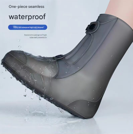 2 Pcs Size XL Dark Grey Reusable Waterproof Shoe Covers - Heavy Duty Non-Slip Rain Boot Protectors 4