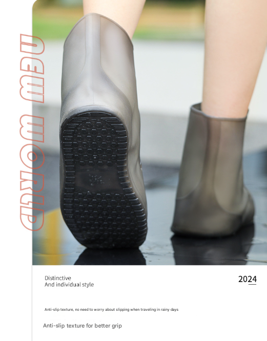2 Pcs Size XL Dark Grey Reusable Waterproof Shoe Covers - Heavy Duty Non-Slip Rain Boot Protectors 7