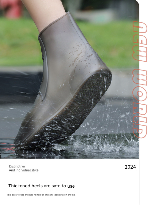 2 Pcs Size XL Dark Grey Reusable Waterproof Shoe Covers - Heavy Duty Non-Slip Rain Boot Protectors 9