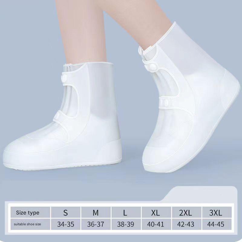 2 Pcs Size XL White Reusable Waterproof Shoe Covers - Heavy Duty Non-Slip Rain Boot Protectors 5