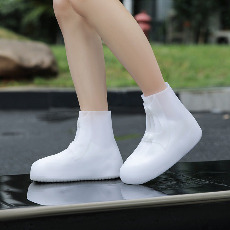 2 Pcs Size 2XL White Reusable Waterproof Shoe Covers - Heavy Duty Non-Slip Rain Boot Protectors