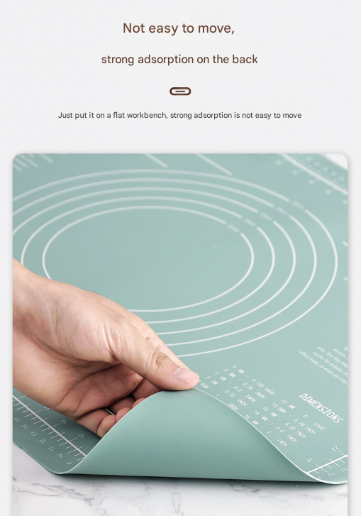 Dark Blue 3-Piece Silicone Baking Set - Non-Stick Pastry Mat with Measurements, Rolling Pin & Dough Scraper 3