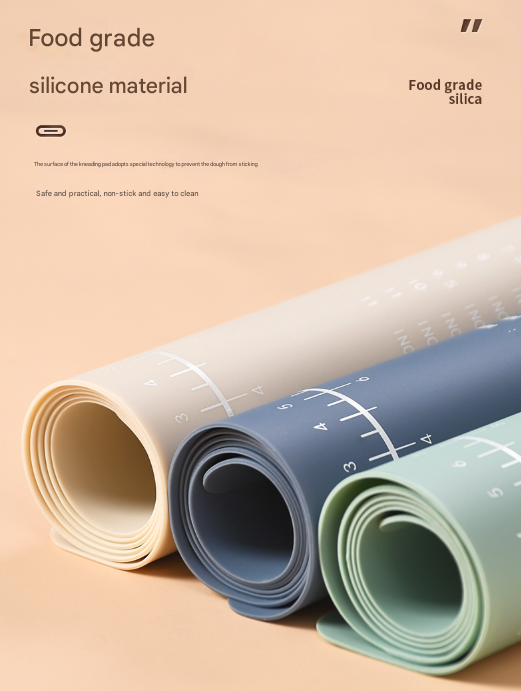 Green 3-Piece Silicone Baking Set - Non-Stick Pastry Mat with Measurements, Rolling Pin & Dough Scraper 6