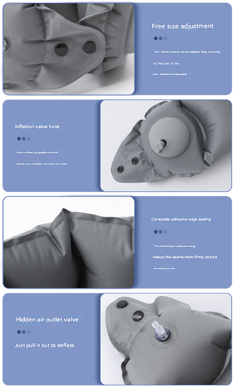 Light Grey Press-Pump Inflatable Travel Pillow - Ultra-Lightweight Ergonomic 360° Neck Support 9