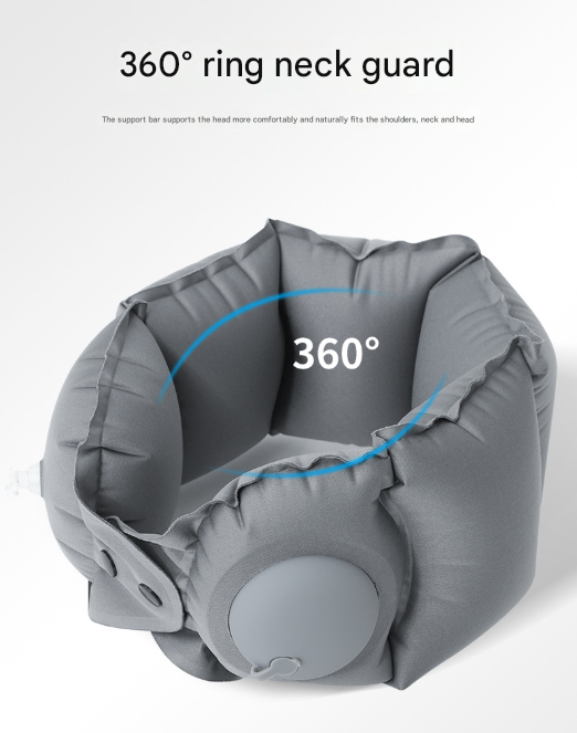 Dark Grey Press-Pump Inflatable Travel Pillow - Ultra-Lightweight Ergonomic 360° Neck Support 5