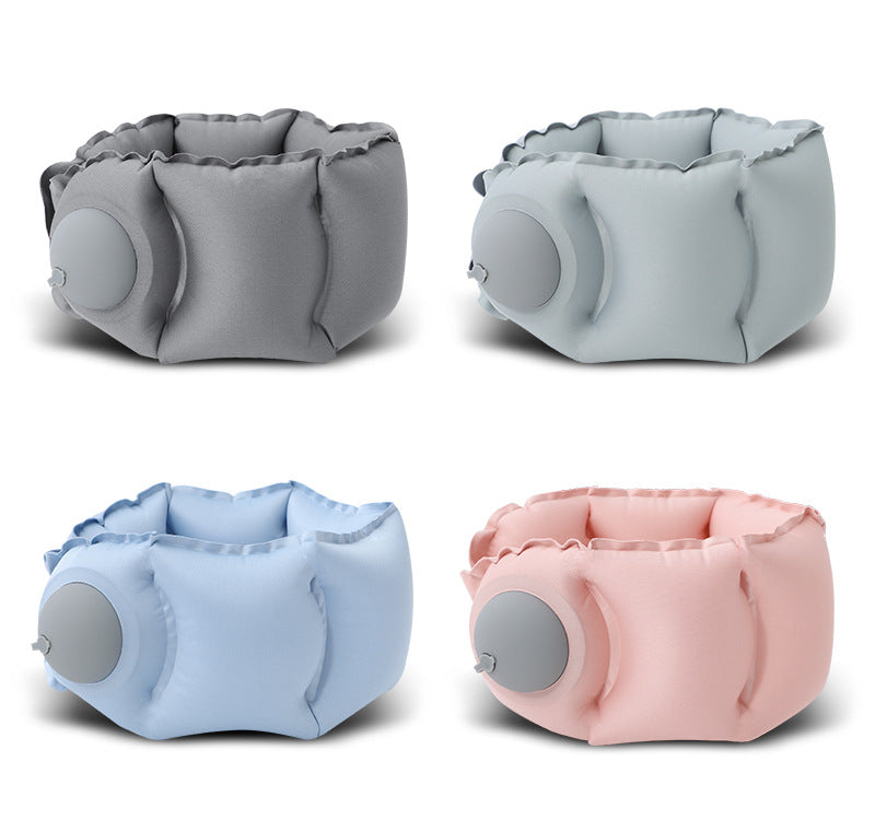 Blue Press-Pump Inflatable Travel Pillow - Ultra-Lightweight Ergonomic 360° Neck Support