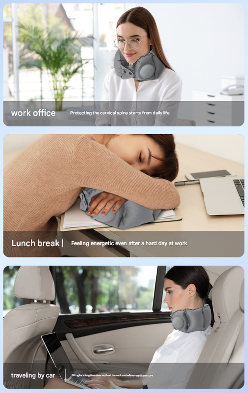 Blue Press-Pump Inflatable Travel Pillow - Ultra-Lightweight Ergonomic 360° Neck Support 8