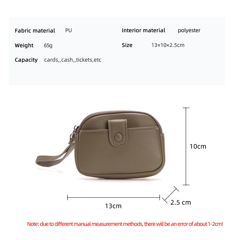 Brown Womens Compact PU Leather Coin Purse - Stylish Mini Wallet Wristlet with Card Holder and Key Ring 5