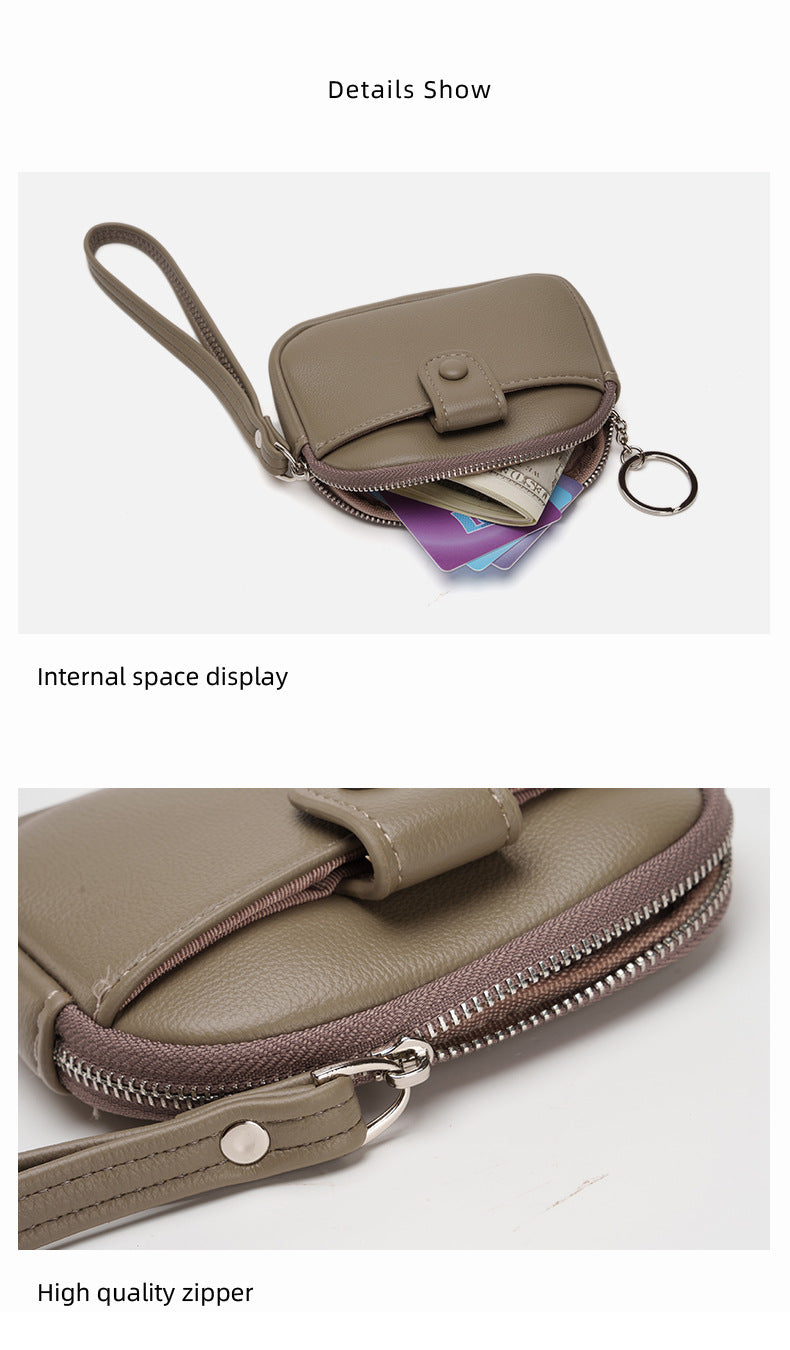 Brown Womens Compact PU Leather Coin Purse - Stylish Mini Wallet Wristlet with Card Holder and Key Ring 7