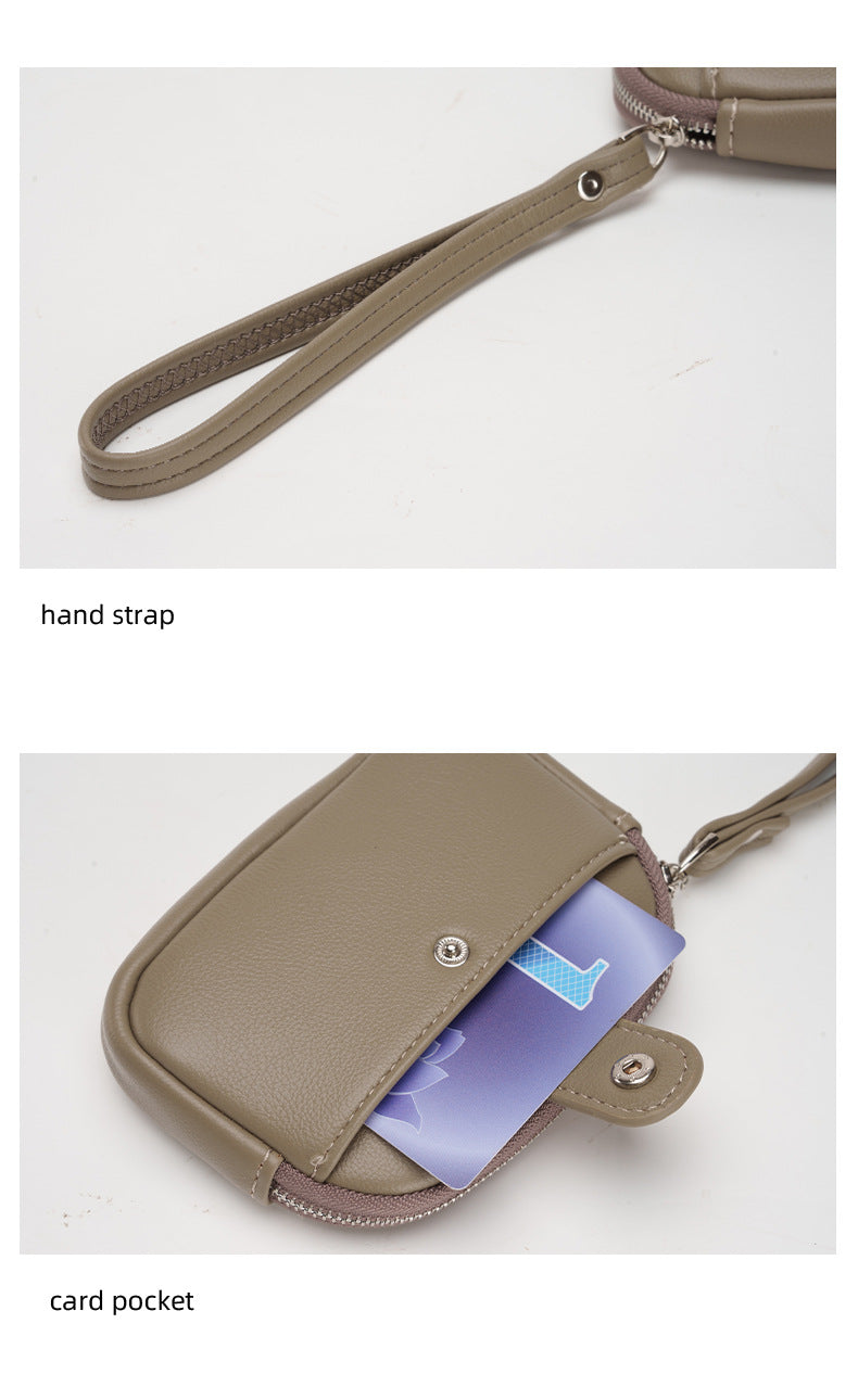 Brown Womens Compact PU Leather Coin Purse - Stylish Mini Wallet Wristlet with Card Holder and Key Ring 8