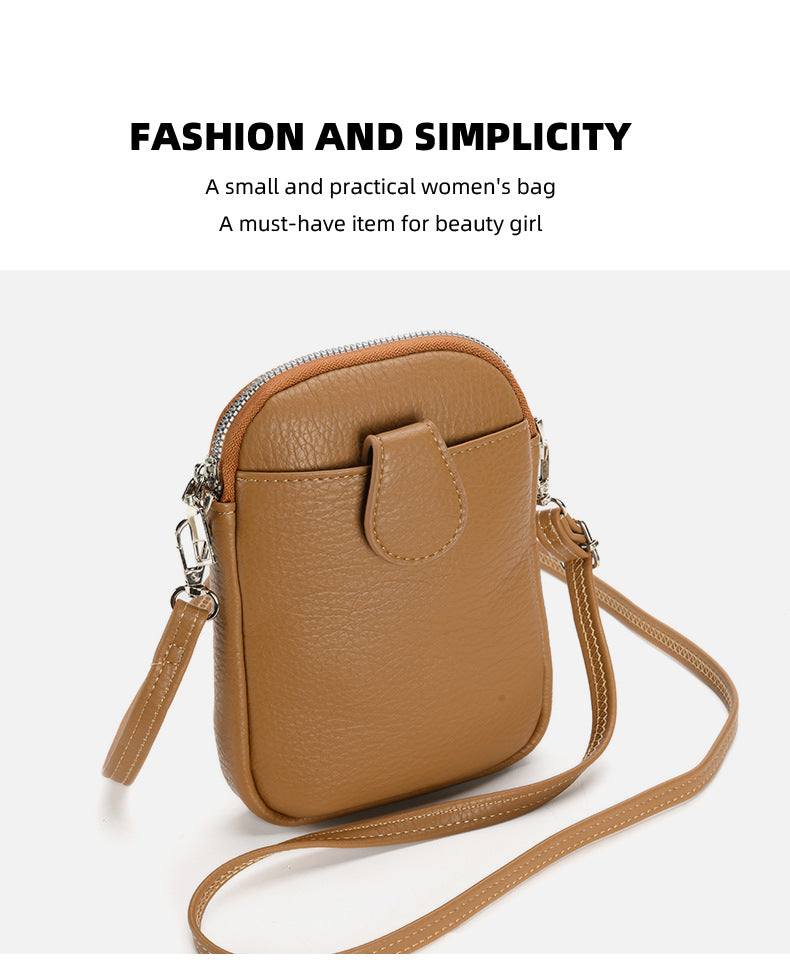 Brown Chic Crossbody Phone Bag - Womens PU Leather Mini Shoulder Purse with Adjustable Strap 3
