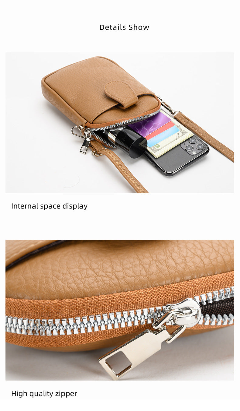 Brown Chic Crossbody Phone Bag - Womens PU Leather Mini Shoulder Purse with Adjustable Strap 8