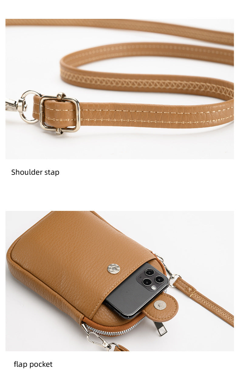 Brown Chic Crossbody Phone Bag - Womens PU Leather Mini Shoulder Purse with Adjustable Strap 9
